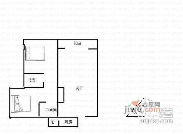 湖山花园2室2厅2卫91㎡户型图