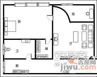 紫荆花园1室1厅1卫户型图