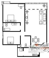 盛世华城2室2厅2卫84㎡户型图