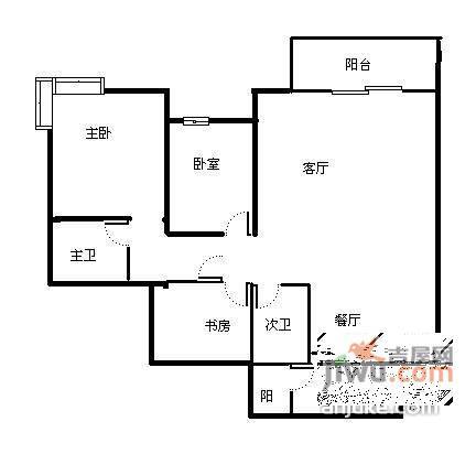 盛世华城2室2厅2卫84㎡户型图