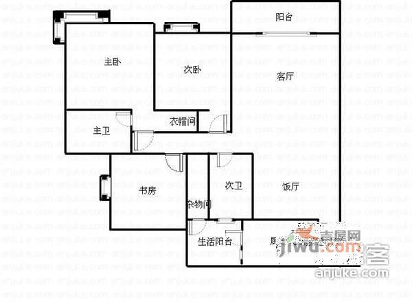 盛世华城3室2厅2卫130㎡户型图