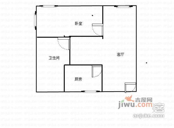 融汇新时代1室2厅1卫户型图