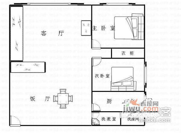 西郊路小区2室2厅1卫户型图