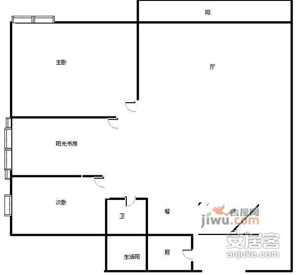 万友康苑3室2厅1卫92㎡户型图