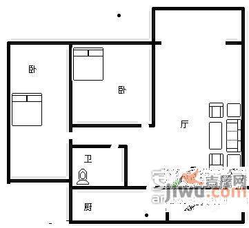 香洲心城2室2厅1卫85㎡户型图