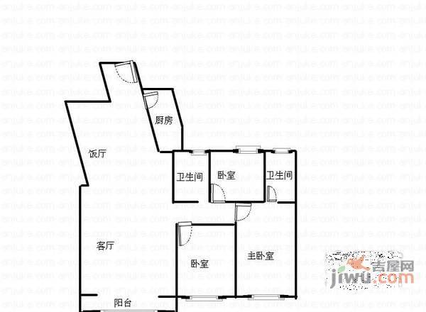 京海小城3室2厅2卫143㎡户型图