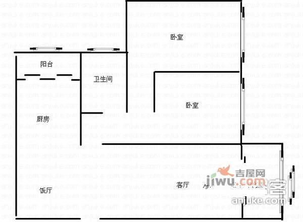 富馨苑2室2厅1卫85㎡户型图