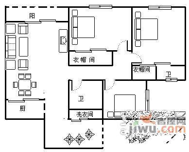 富馨苑3室2厅2卫121㎡户型图