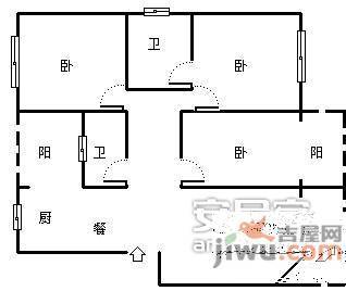 富馨苑3室2厅2卫121㎡户型图