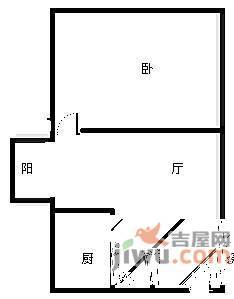 南方新城苹果派1室1厅1卫52㎡户型图