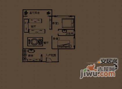 南方新城苹果派2室1厅1卫86㎡户型图