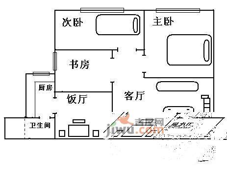 马道子3室1厅1卫户型图