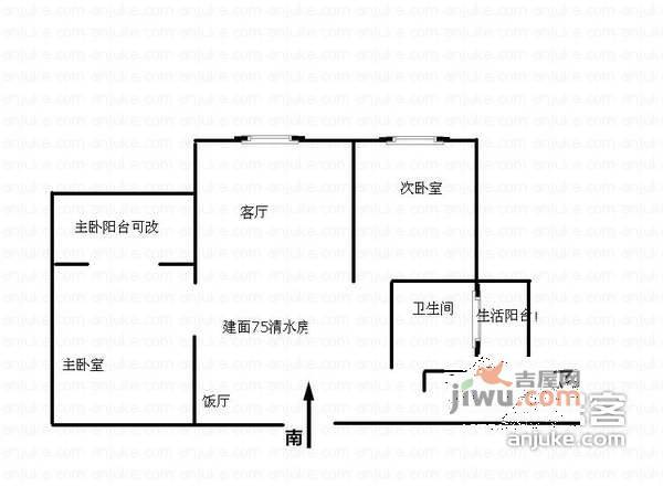 顺盛雅苑2室2厅1卫83㎡户型图