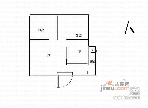 顺盛雅苑2室1厅1卫60㎡户型图