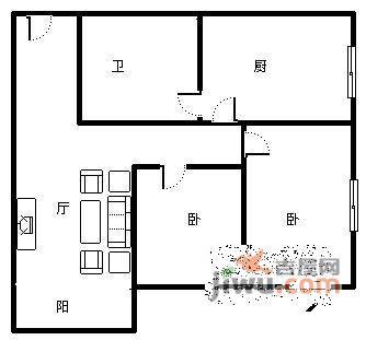 云湖景苑2室2厅1卫71㎡户型图