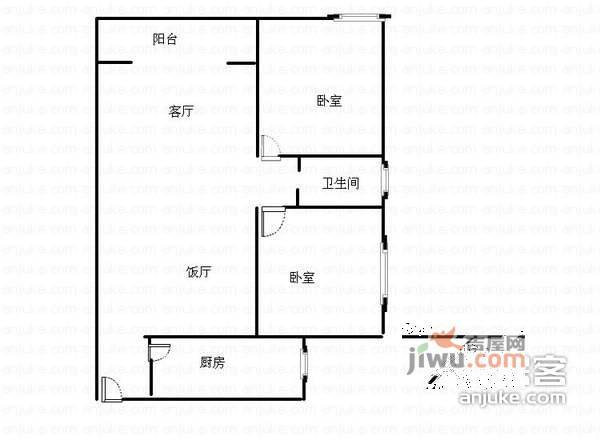 金源利爱家苑2室2厅1卫85㎡户型图