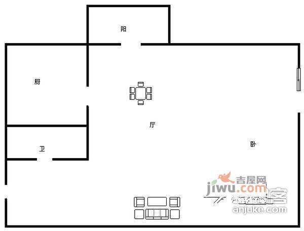 南源居1室1厅1卫59㎡户型图