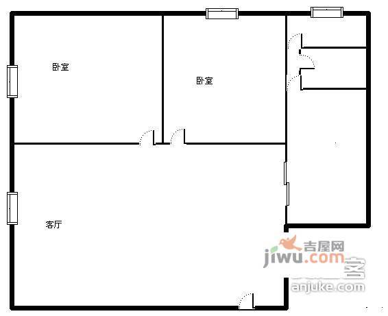 南源居2室2厅1卫87㎡户型图