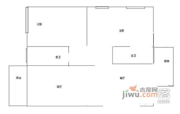 南滨印象2室2厅2卫76㎡户型图