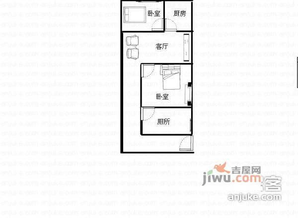 金山路小区2室1厅1卫65㎡户型图