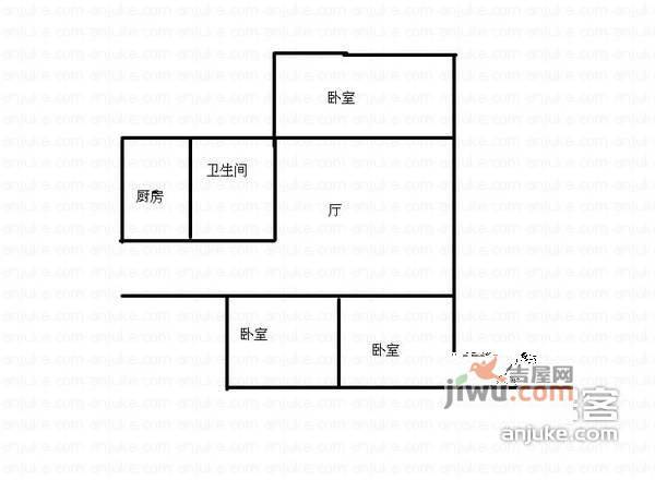 中富大厦3室2厅1卫90㎡户型图