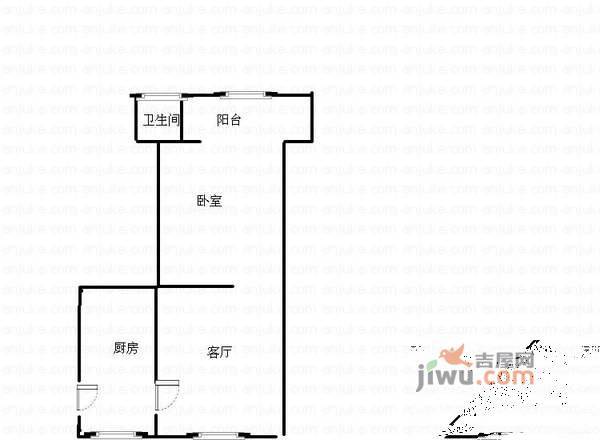 红育坡小区1室1厅1卫36㎡户型图