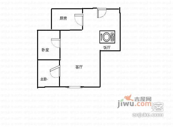 枫丹苑2室2厅1卫92㎡户型图