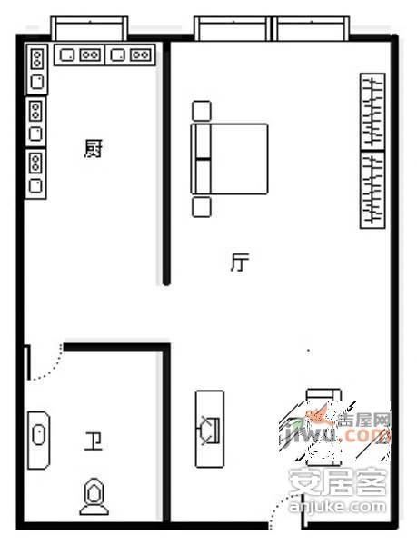 重庆森林公寓1室0厅1卫42㎡户型图