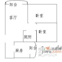 恋城公寓2室2厅1卫83㎡户型图