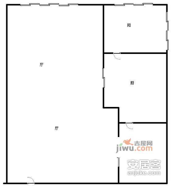 龙环小区2室2厅1卫52㎡户型图