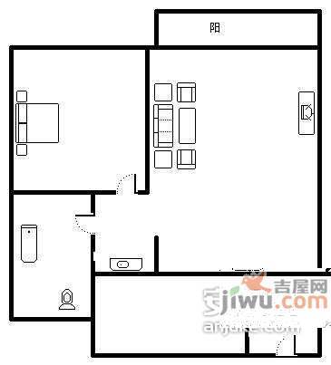 龙环小区1室1厅1卫60㎡户型图