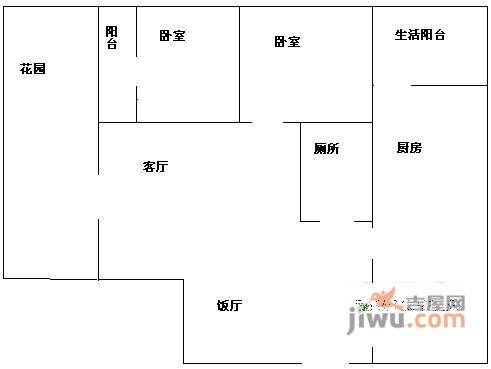 小龙坎小区2室2厅1卫78㎡户型图