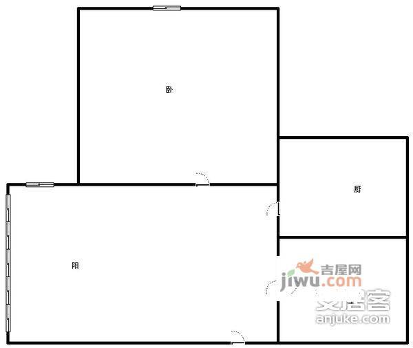 小龙坎小区1室1厅1卫46㎡户型图