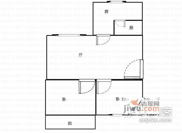 小龙坎小区2室1厅1卫78㎡户型图