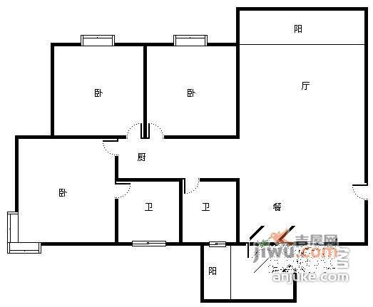 邦兴佳苑3室2厅1卫102㎡户型图