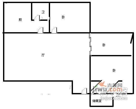 华怡苑3室2厅1卫110㎡户型图