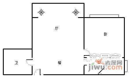 金桥彼岸1室1厅1卫51㎡户型图