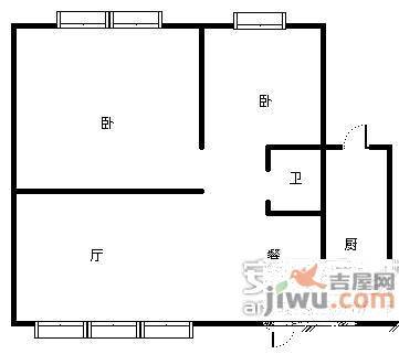 金桥彼岸2室1厅1卫88㎡户型图