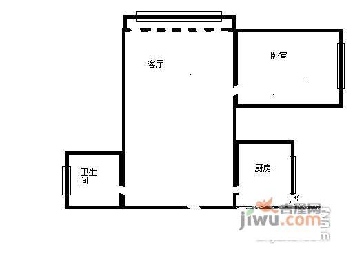 金桥彼岸1室1厅1卫51㎡户型图