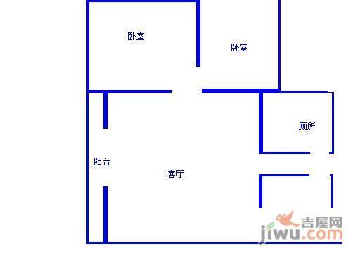 金桥彼岸2室2厅1卫106㎡户型图