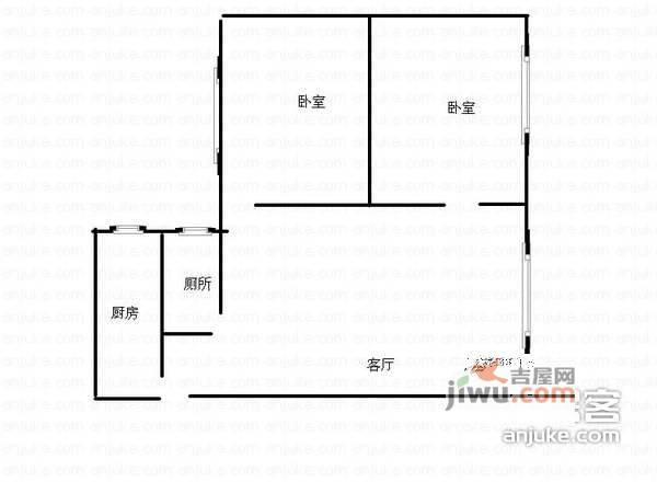 电建小区2室2厅1卫63㎡户型图