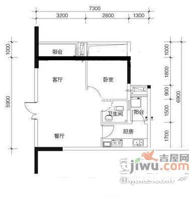 电建小区1室1厅1卫户型图