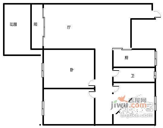 河畔名居3室2厅1卫130㎡户型图