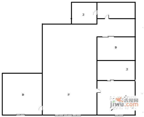 南坪大厦3室2厅2卫126㎡户型图