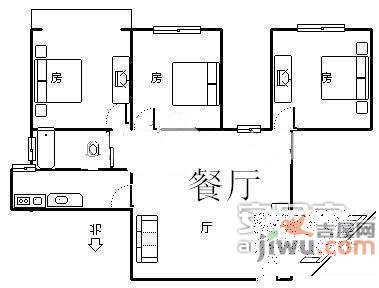 南坪大厦3室2厅1卫126㎡户型图