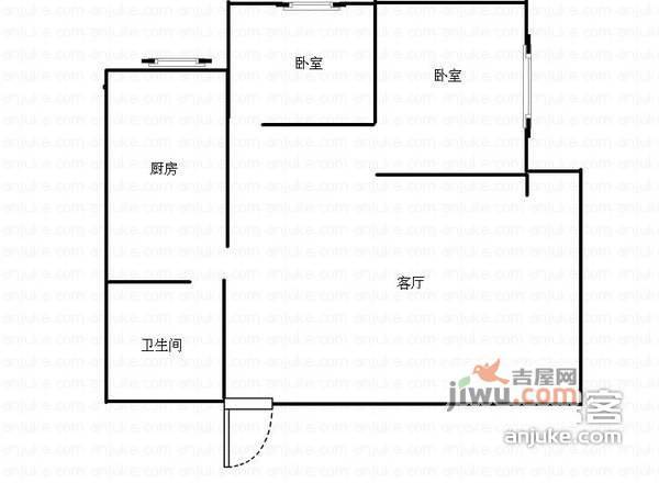 龙泉村2室2厅1卫65㎡户型图