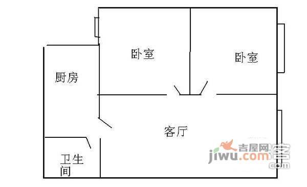 汉渝路小区2室1厅1卫50㎡户型图