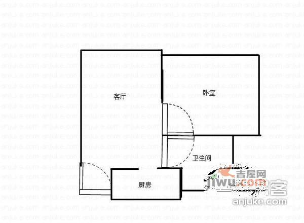 兰花小区1室1厅1卫48㎡户型图