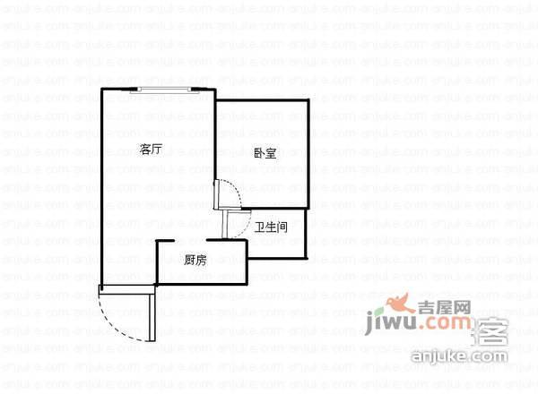 兰花小区1室1厅1卫48㎡户型图