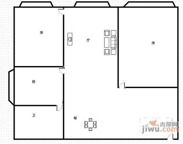 斌鑫丰泽园2室1厅1卫92㎡户型图